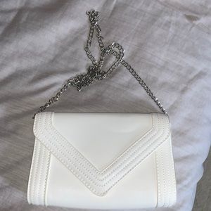 Never used! White cross body with silver chain